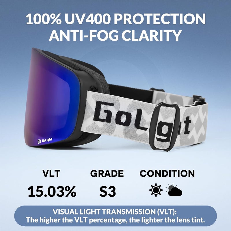 Golight XL Frameless Ski Goggles – OTG Snowboard Goggles with Anti-Fog Lens, UV400 REVO Mirror Protection for Men & Women - Image 5